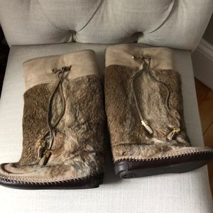 Tory Burch Rabbit Fur Moccasins